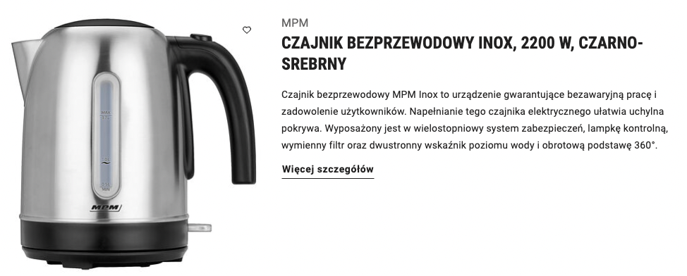 Biedronka Home - tania elektronika na promocji i nie tylko czajnik bezprzewodowy mpm biedronka home
