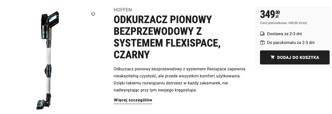 Biedronka Home - tania elektronika na promocji i nie tylko Odkurzacz pionowy Hoffen biedronka home