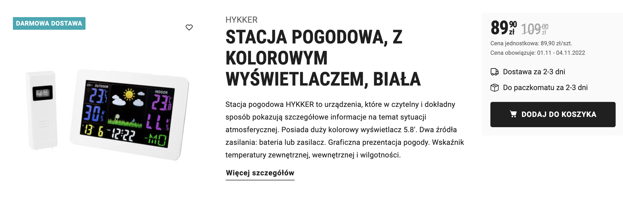 Biedronka Home - tania elektronika na promocji i nie tylko Stacja pogodowa z kolorowym wyświetlaczem