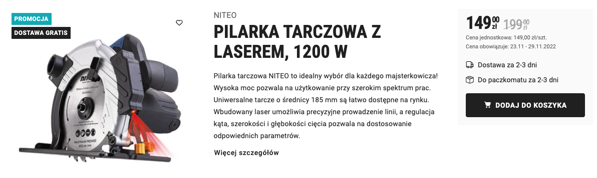 Pilarka tarczowa z laserem