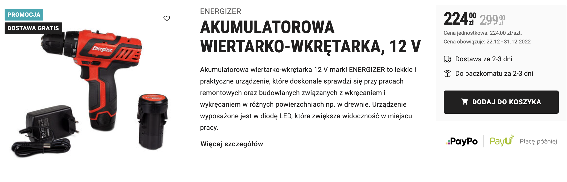 Akumulatorowa wiertarko-wkrętarka o mocy 12 V