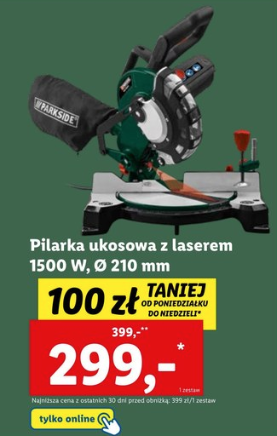 Sobotnie promocje 4.02 w Lidlu - te urządzenia kupisz taniej Pilarka ukosowa z laserem marki Parkside